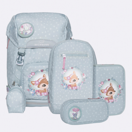 Rechizite - Ghiozdan, rucsac ergonomic, set clasic 6 piese, Forest Deer Dusty Mint