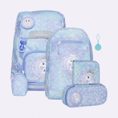 Penare si ghiozdane - Ghiozdan, rucsac ergonomic, set clasic 7 piese, Unicorn Princess Ice Blue