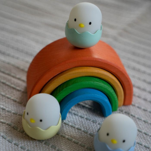 Eggy & Friends - Set de 3 lumini de noapte MegaLight cu LED-uri „BABY EGGY” galben, verde, albastru