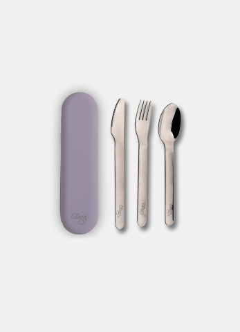 Set de tacâmuri din oțel inoxidabil cu husa de silicon - Violet [1]