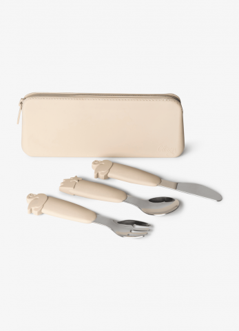 Tacâmuri - Set de tacâmuri din silicon cu husă - balerina - bej