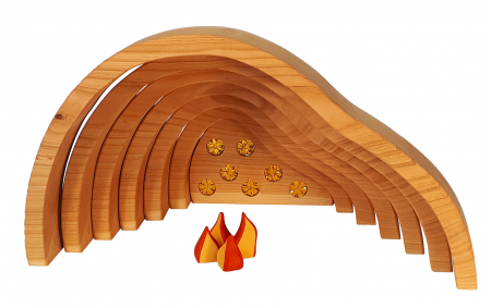 Bauspiel - Set Pestera Dragonului, 11 piese din lemn, Bauspiel