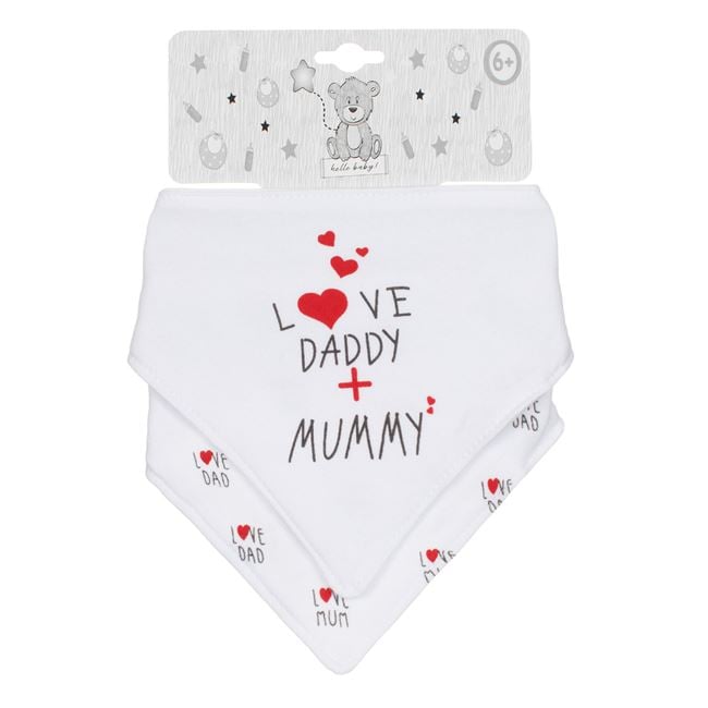 Set bavete, Love Daddy + Mummy, albe [2]