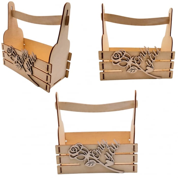 Cutie decupaj text, Only You, lemn, 25x25x11 cm [3]