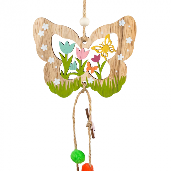 Decoratiune suspendabila model in Forma de Fluture din lemn, 45 cm, Multicolor [2]