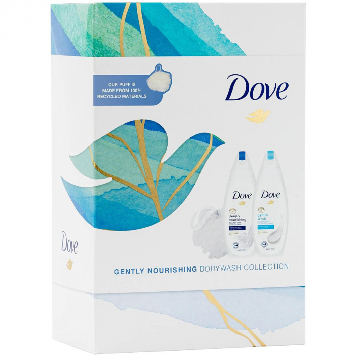 Set Dove Gel de dus 225 ml, Gel de dus exfoliant 225 ml si puf de baie [2]