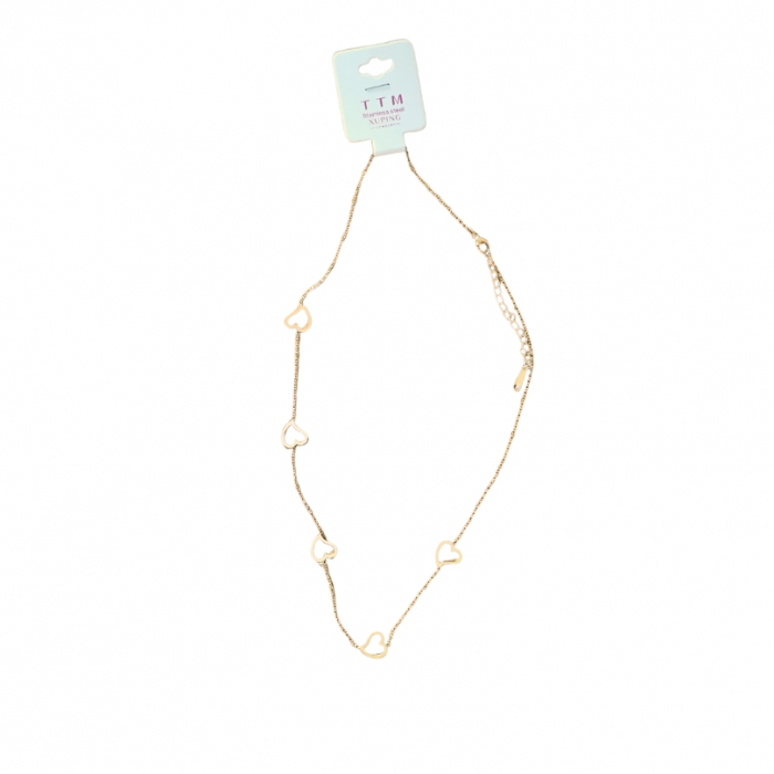 Lantisor otel inoxidabil placat cu aur 14K, Hearts [3]