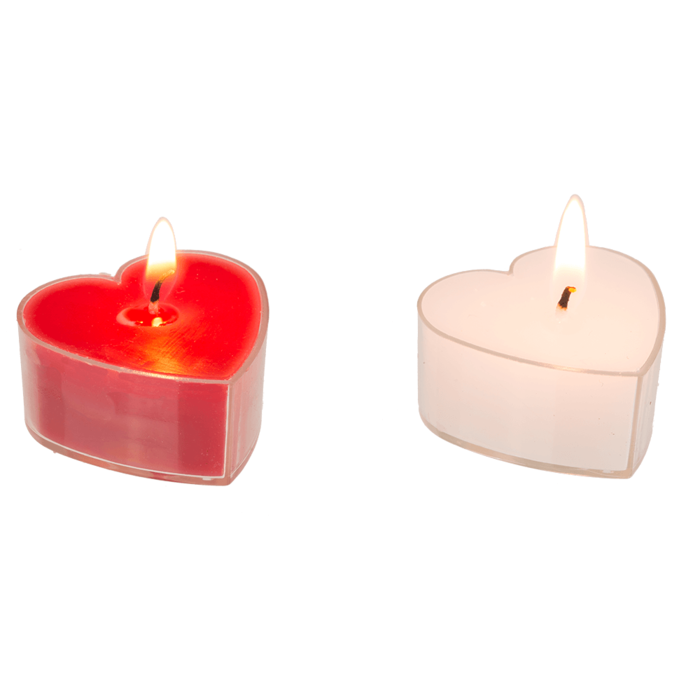Set 8 lumanari albe, Heart Tea Light [2]