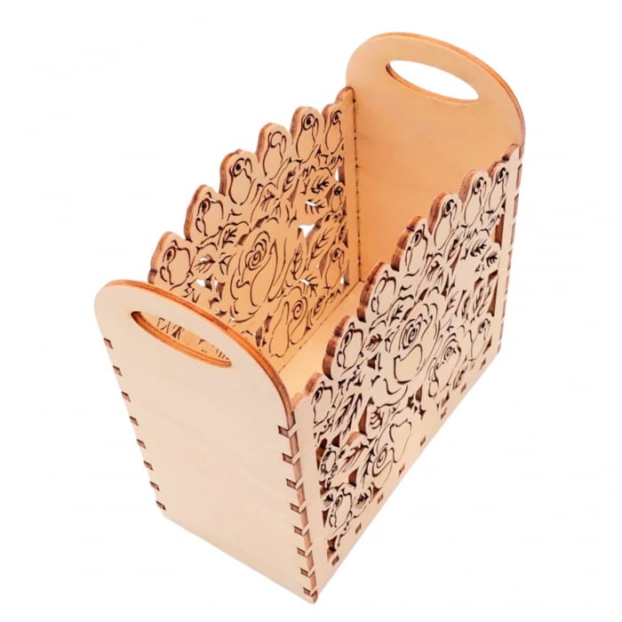 Cutie din lemn, decupaj trandafiri, 15x14x8 cm [2]