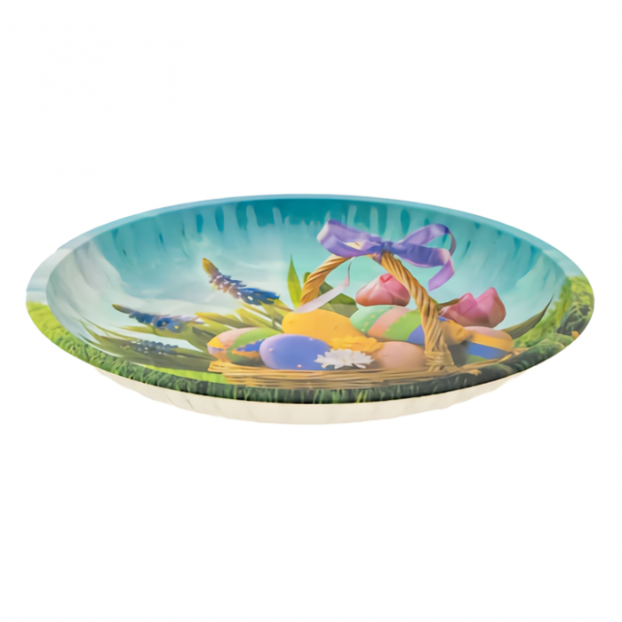 Platou decorativ de Paste, Metalic, model Cos cu oua colorate, 26 cm [2]