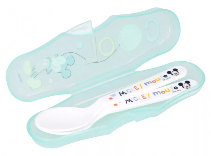 Set 2 lingurite plastic si cutie depozitare, Travel, Mickey [2]