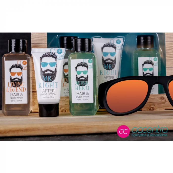 Set baie barbati Hipster Style, 2 x gel de dus 2 in 1, lotiune dupa ras 20 ml si ochelari de soare [3]