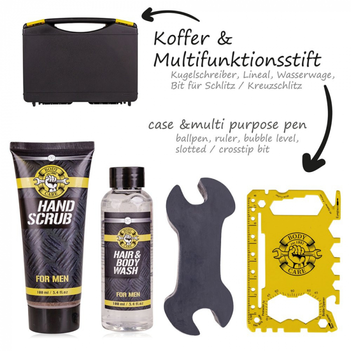 Set baie barbati cadou in cutie unelte, Gel 2 in 1 hair&body wash 100 ml, Scrub exfoliant pentru maini 100 ml, Sapun cheie 120 g [3]