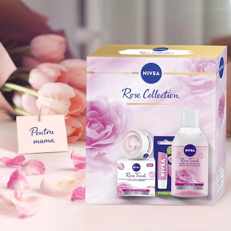 Set cadou Nivea Rose Collection: Gel-crema de zi, 50 ml + Apa micelara, 400 ml + Balsam de buze, 4.8 g [2]