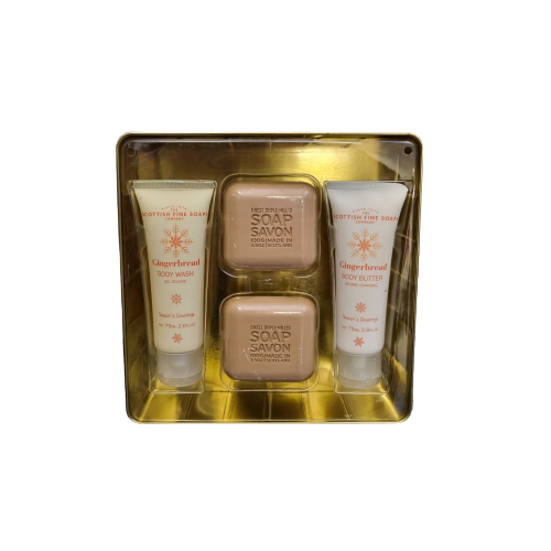 Set cadou, Gingerbread pamper tin, 2 x Sapun de corp 100 g, Gel de dus 75 ml, Unt de corp 75 ml [2]