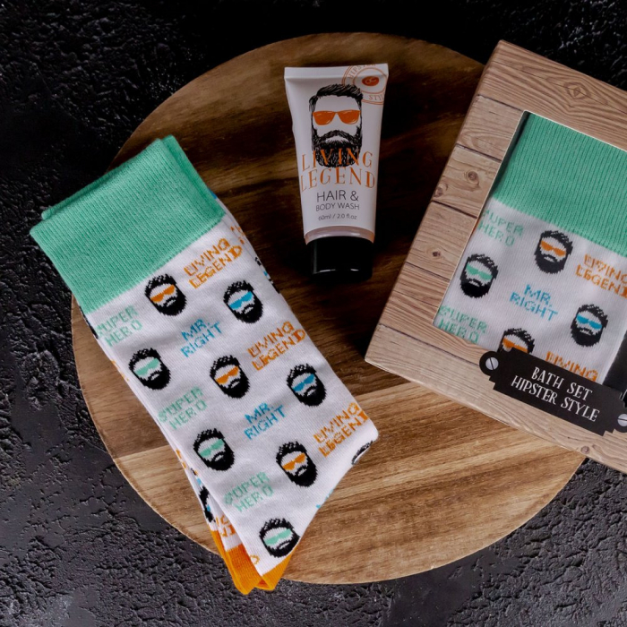 Set de ingrijire bath&body, gel de dus 2 in 1, 60 ml, si 1 pereche sosete, Hypster Style [3]