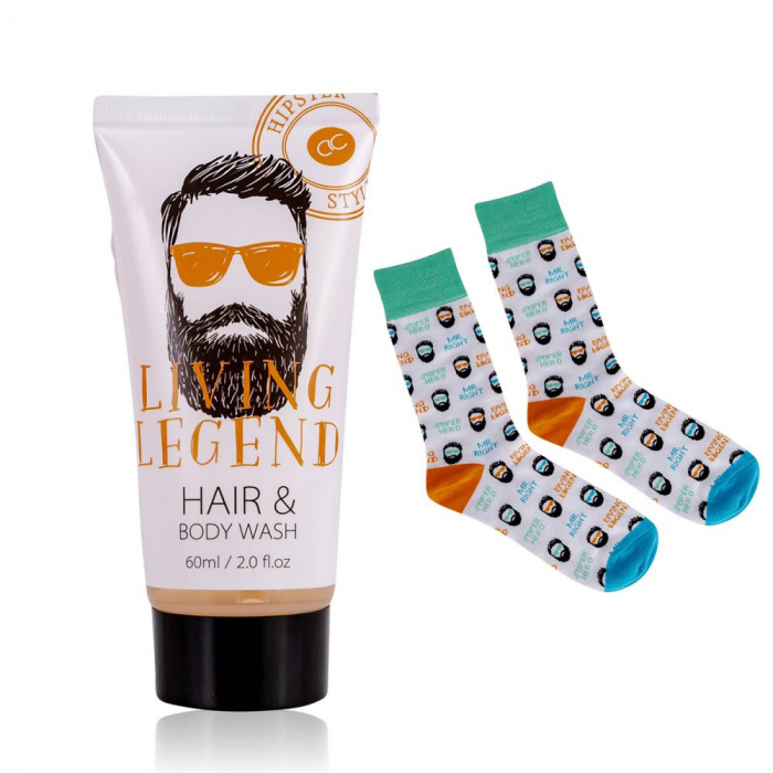 Set de ingrijire bath&body, gel de dus 2 in 1, 60 ml, si 1 pereche sosete, Hypster Style [2]