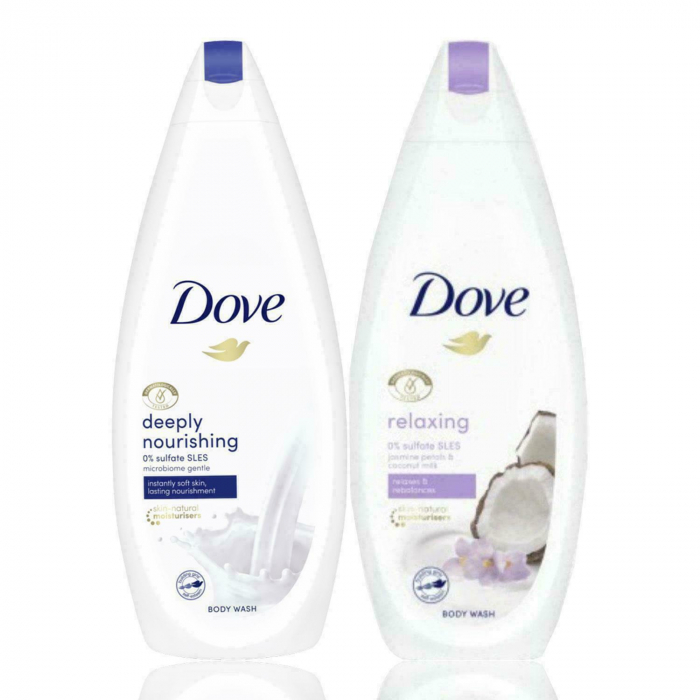 Set Dove Gel de dus Deeply Nourishing 225 ml, Gel de dus Relaxing 225 ml si puf de baie [3]