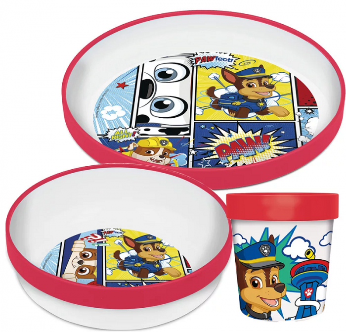 Set mic dejun 3 piese Paw Patrol, Microunde si antialunecare [2]