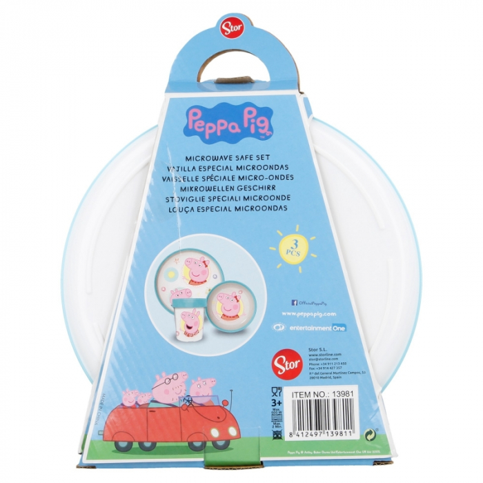 Set mic dejun 3 piese Peppa Pig Bicolor, Microunde si antialunecare [3]
