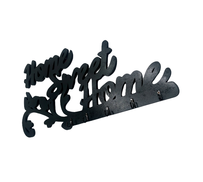 Suport pentru chei, Home Sweet Home, 51x27 cm, negru, placaj de plop [2]