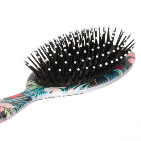 Perie ovala pentru par, model Flori colorate, 23x7 cm [0]