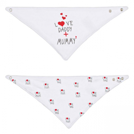 Lumea copiilor - Set bavete, Love Daddy + Mummy, albe