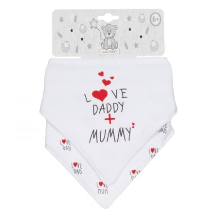 Set bavete, Love Daddy + Mummy, albe [1]