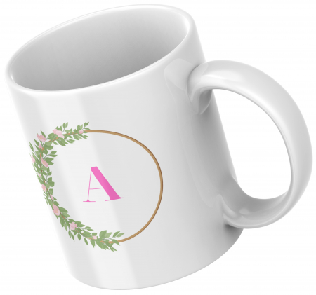 Cani - Cana ceramica, Pink and Green litera A, 350 ml