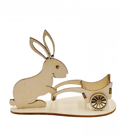 Decoratiune Iepuras de Paste, cu roaba, 16 x 10 cm [0]