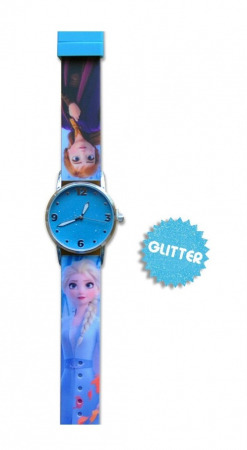 Ceasuri copii - Ceas de mana copii, Anna si Elsa, glitter, albastru