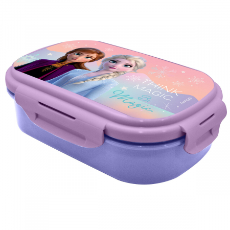 Articole hranire - Cutie sandvis cu tacamuri, Frozen Be Magic, 21x14x6 cm