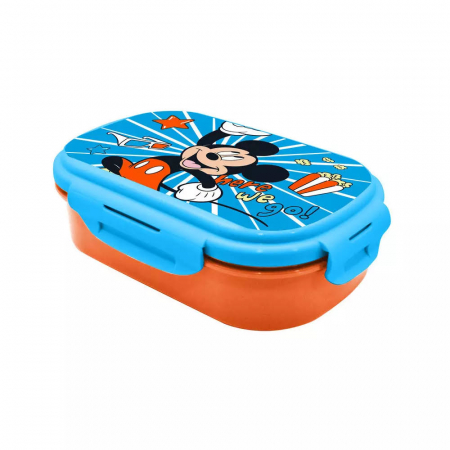 Lumea copiilor - Cutie sandvis cu tacamuri, Mickey Mouse, 21x14x6 cm
