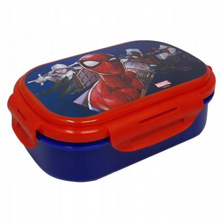 Lumea copiilor - Cutie sandvis cu tacamuri, Spiderman, 21x14x6 cm