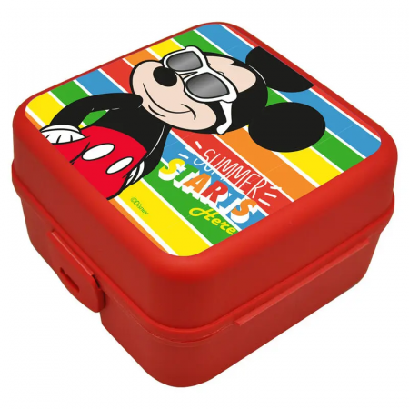 Lumea copiilor - Cutie sandvis Mickey Mouse Summer, multicompartimentata, 14x14x8 cm