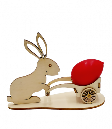Decoratiune Iepuras de Paste, cu roaba, 16 x 10 cm [1]