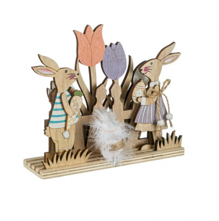 Decoratiune de masa 2 Iepurasi, 18 x 5 x 16 cm [0]