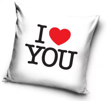 Perne si fete de perne decorative - Fata de perna, I Love you, 40x40 cm, alb