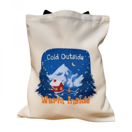 Sacose personalizate - Geanta canvas TOTE maner negru, Cold outside, 33x35 cm