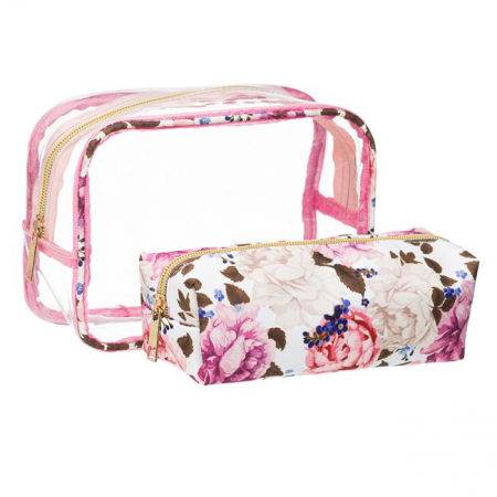 Set 2 genti pentru produse cosmetice, imprimeu floral [1]