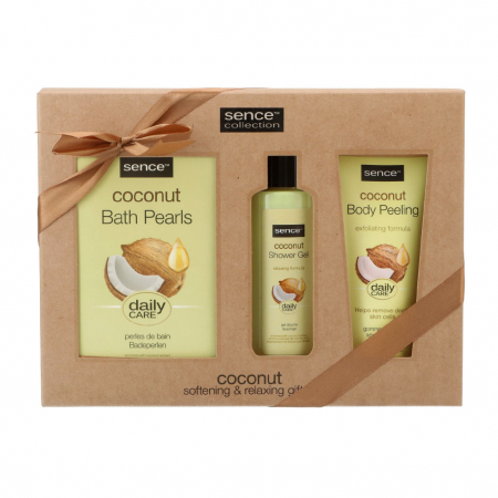 Sapunuri pentru ea - Set gel de dus 200 ml, scrub 150 ml, perle de baie 150 g, Coconut