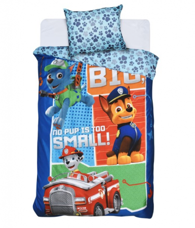 Lumea copiilor - Lenjerie de pat copii, Paw Patrol Blue, 2 piese, 140x200 si 60x70 cm