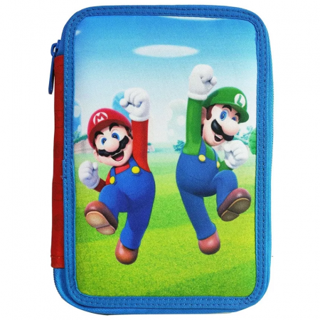 Penar echipat 27 piese Super Mario, 2 compartimente, albastru, 21x15x4 cm [0]