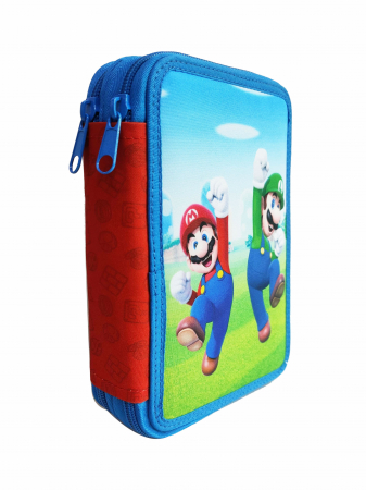 Penar echipat 27 piese Super Mario, 2 compartimente, albastru, 21x15x4 cm [1]