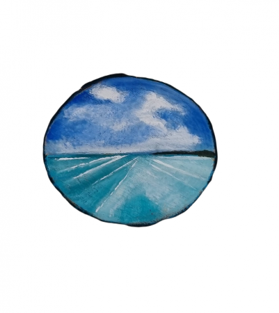 Cadouri Altfel - Pictura pe felie de lemn, Something blue, 9 x 8 cm