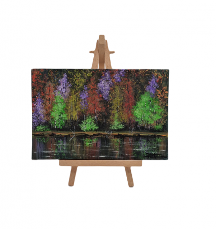 Cadouri Altfel - Pictura pe panza si sevalet din lemn, Reflexie, 18 x 12 cm
