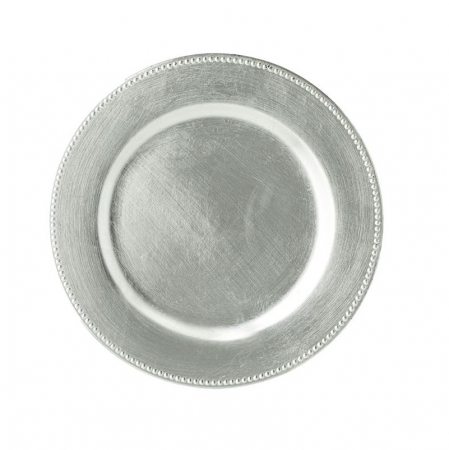 Platou decorativ, plastic argintiu, 33 cm [0]
