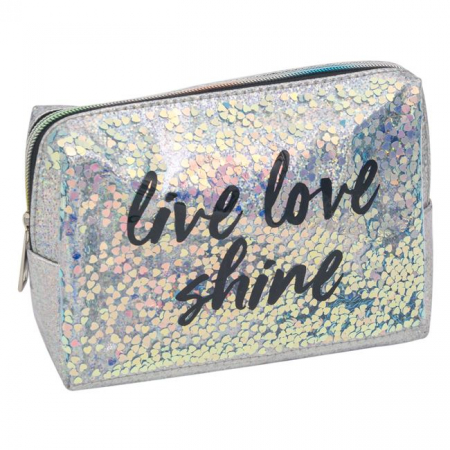 Portfard Silver Shiny Holographic Hearts Confetti 19x5,5x14 cm [0]