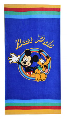 Lumea copiilor - Prosop plaja, Mickey Mouse, Blue&Stripes, 70x140 cm