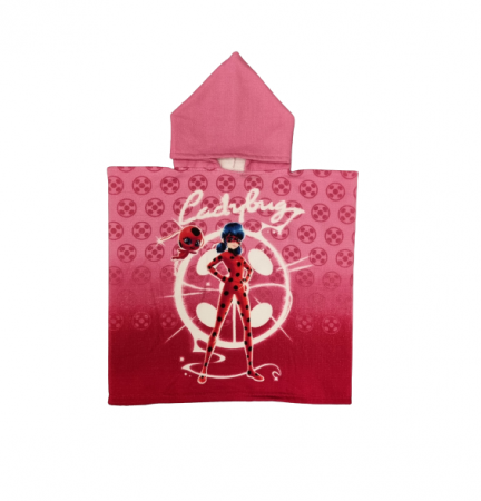 Lumea copiilor - Prosop poncho, Ladybug Red, 110x55 cm